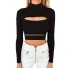 Damen-Crop-Top mit Schlitzen schwarz