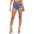 Damen-Jeansshorts mit Rosen J1083 blau