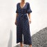 Damen-Jumpsuit mit Punkten und Rüschen dunkelblau