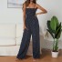 Damen-Jumpsuit mit Punkten und Trägern dunkelblau