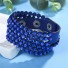 Damen-Lederarmband mit Steinen blau