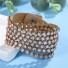 Damen-Lederarmband mit Steinen braun