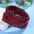 Damen-Lederarmband mit Steinen rot