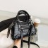 Damen-Lederhandtasche M1132 schwarz