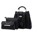 Damen-Lederhandtaschen-Set 3-tlg. M1625 schwarz