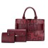 Damen-Lederhandtaschen-Set 3-tlg. M1660 weinrot