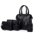 Damen-Lederhandtaschen-Set 4-tlg schwarz