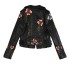 Damen-Lederjacke mit Blumen schwarz