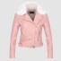 Damen-Lederjacke mit Fell P2221 rosa