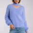 Damen-Rollkragenpullover mit Ausschnitt blau