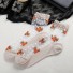 Damen-Seidensocken mit Blumen creme