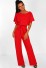 Damen-Sommeroverall mit Bindeband in der Taille rot