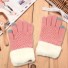 Damen-Strickhandschuhe mit Fell J2393 rosa