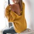 Damen-Strickpullover mit Einfassung G380 senf