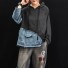 Damen-Sweatshirt mit Denim-Einsatz schwarz