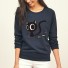 Damen-Sweatshirt mit Katzenprint B21 dunkelblau