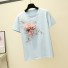 Damen-T-Shirt mit 3D-Blume hellblau