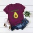 Damen-T-Shirt mit Avocado-Print weinrot