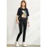 Damen-T-Shirt mit B287-Aufdruck schwarz