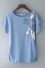 Damen-T-Shirt mit Blumen B258 blau