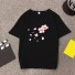 Damen-T-Shirt mit Blumendruck A1303 schwarz