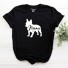 Damen-T-Shirt mit Bulldoggen-Print schwarz