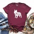 Damen-T-Shirt mit Bulldoggen-Print weinrot