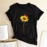 Damen-T-Shirt mit einer Sonnenblume schwarz