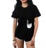 Damen-T-Shirt mit fallender Katze J1796 schwarz