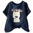 Damen-T-Shirt mit Hundeaufdruck dunkelblau