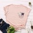 Damen-T-Shirt mit Katzenaufdruck B289 rosa