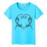 Damen-T-Shirt mit Katzenaufdruck B385 blau