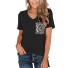 Damen-T-Shirt mit Leopardentasche schwarz