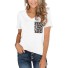 Damen-T-Shirt mit Leopardentasche weiß