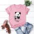 Damen-T-Shirt mit Panda-Aufdruck B373 rosa