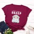 Damen-T-Shirt mit Schaf-Print weinrot