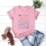 Damen-T-Shirt mit Sonnenuntergangsmotiv rosa