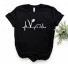 Damen-T-Shirt mit veganem Symbol schwarz