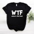 Damen-T-Shirt mit WTF-Aufdruck schwarz