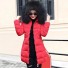 Damen-Winterjacke mit schwarzem Fell J2352 rot