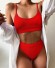 Damenbikini mit hoher Taille rot