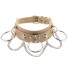 Damenhalskette aus Leder mit Ringen und Kette beige