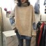 Damenpullover mit Denim-Einsatz beige