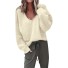 Damenpullover mit tiefem Ausschnitt creme