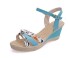 Damensandalen mit Keilabsatz blau