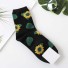 Damensocken mit Blumen schwarz