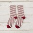 Damensocken mit Streifen burgunderrot