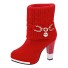 Damenstiefel mit niedrigem Absatz rot