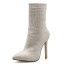 Damenstiefel mit Strasssteinen creme