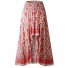Dámská asymetrická maxi sukně se vzorem červená